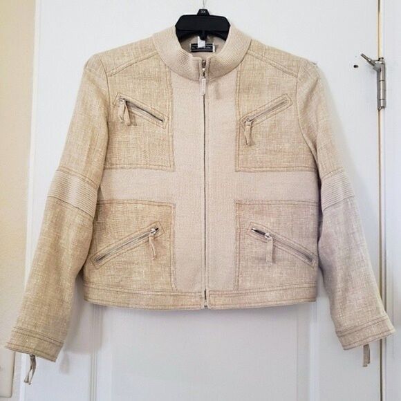 St. John Sport linen blend zip up jacket M - Picture 1 of 9